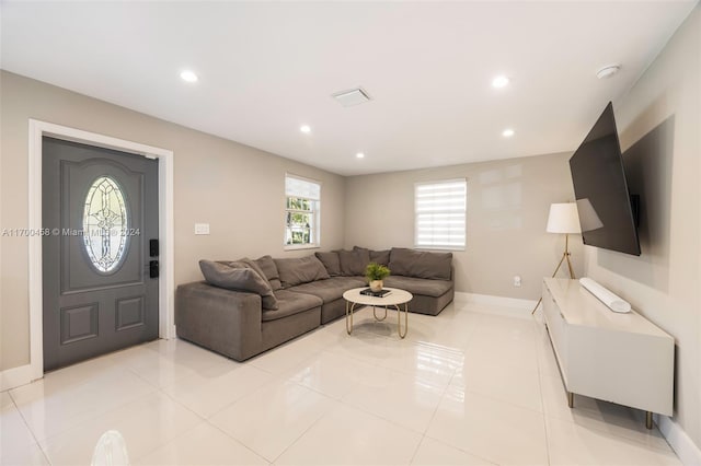 view of tiled living room