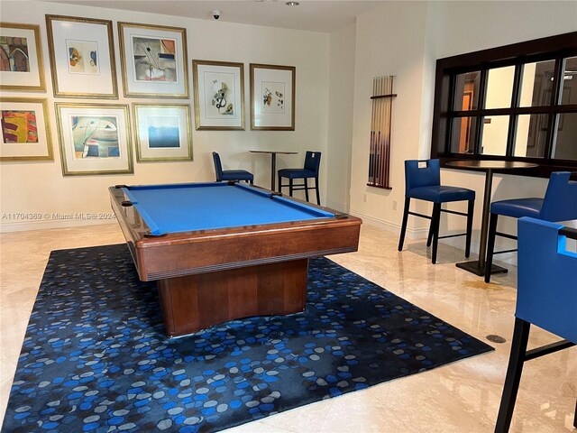 game room featuring tile patterned floors and billiards