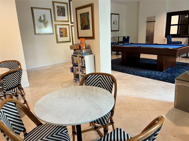 recreation room featuring pool table