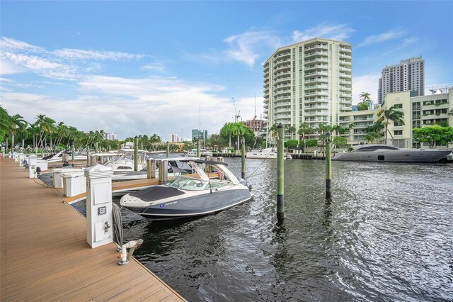 dock area featuring a water view