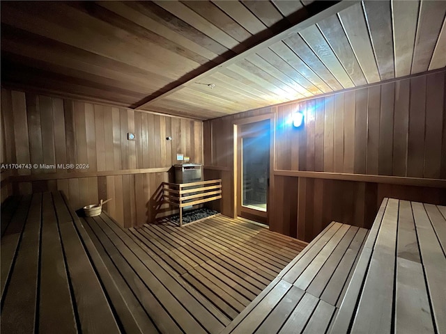 view of sauna / steam room with hardwood / wood-style flooring