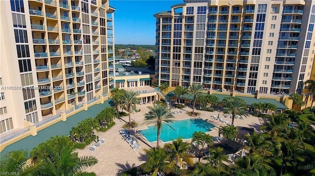 view of pool featuring a patio area