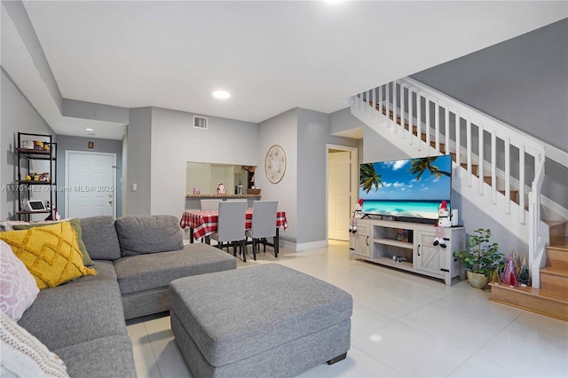 view of tiled living room