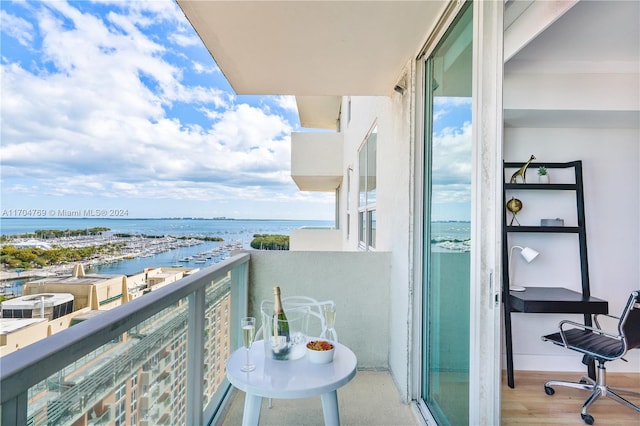 balcony with a water view