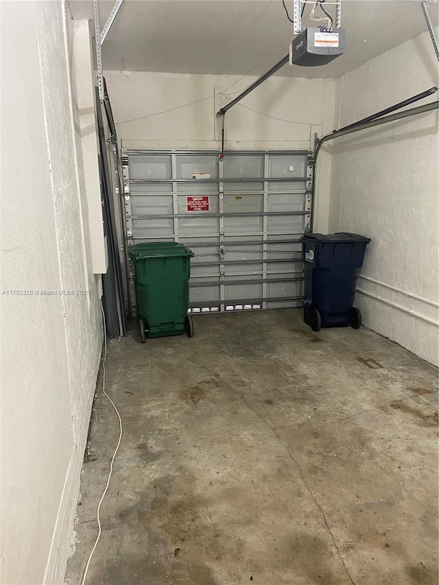 garage with a garage door opener