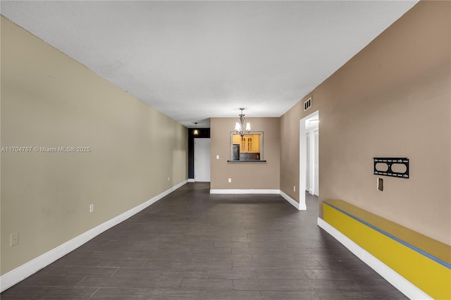 interior space with a chandelier