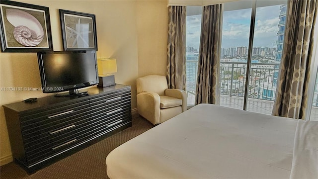 17375 Collins Ave Unit 2406, Sunny Isles Beach, FL 33160 - bedroom with access to exterior, carpet flooring, and a view of city