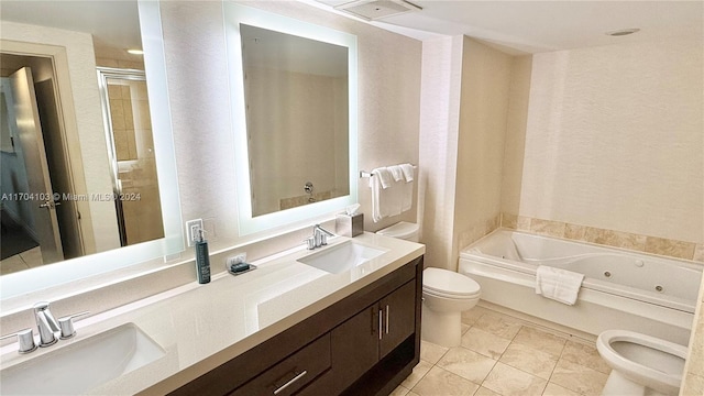 17375 Collins Ave Unit 2406, Sunny Isles Beach, FL 33160 - full bath with a tub with jets, double vanity, and an enclosed shower