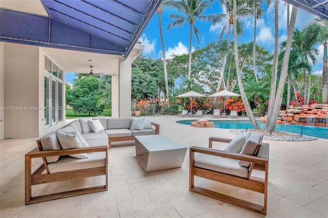 view of patio / terrace with outdoor lounge area and french doors