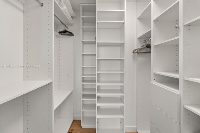 spacious closet featuring hardwood / wood-style flooring