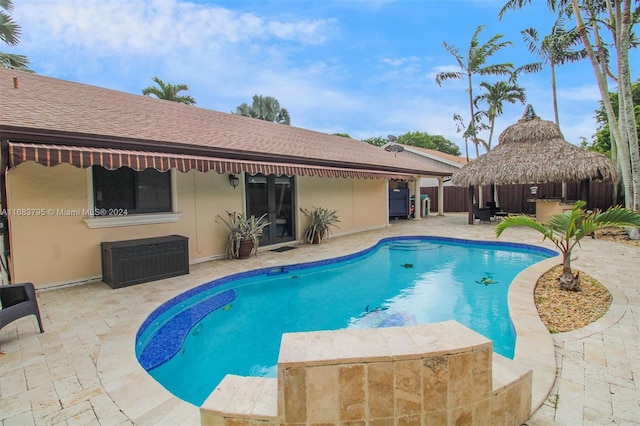 view of pool with a gazebo and a patio