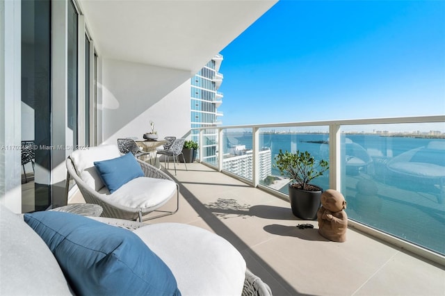 balcony with a water view