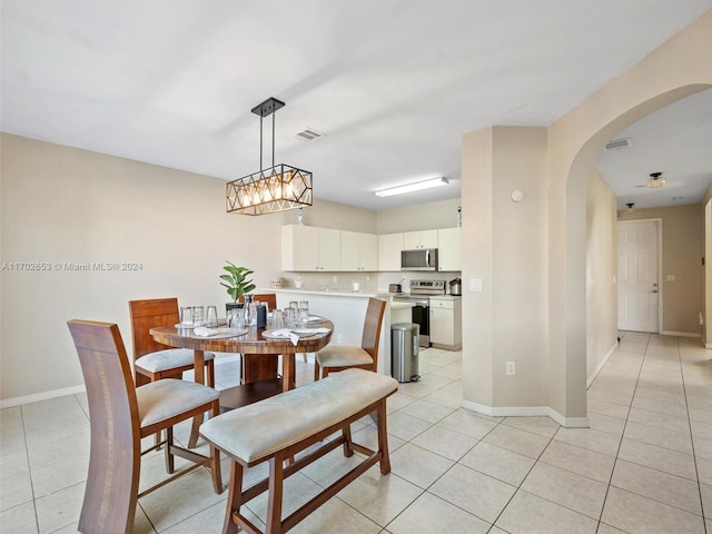 view of tiled dining area