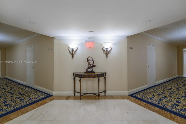 hallway with ornamental molding