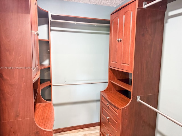 spacious closet with light hardwood / wood-style floors