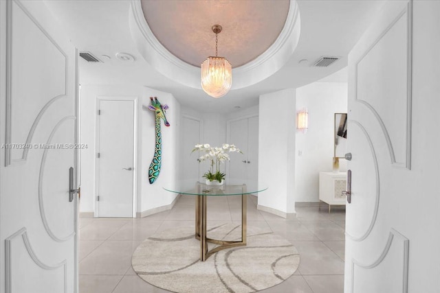 interior space featuring a tray ceiling