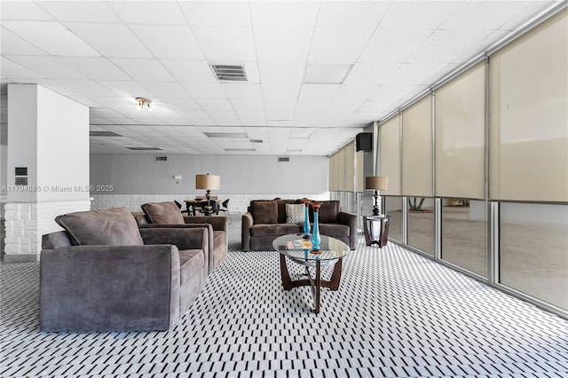 living area featuring visible vents