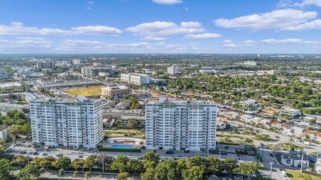 bird's eye view with a city view