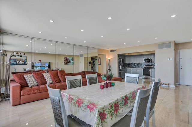 view of tiled dining space