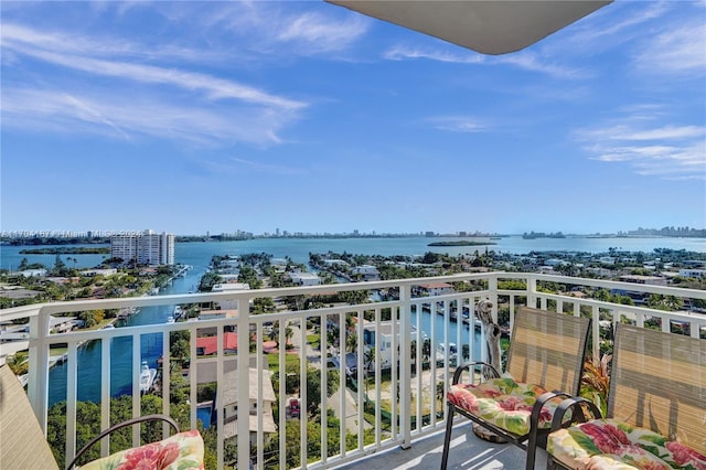 balcony with a water view