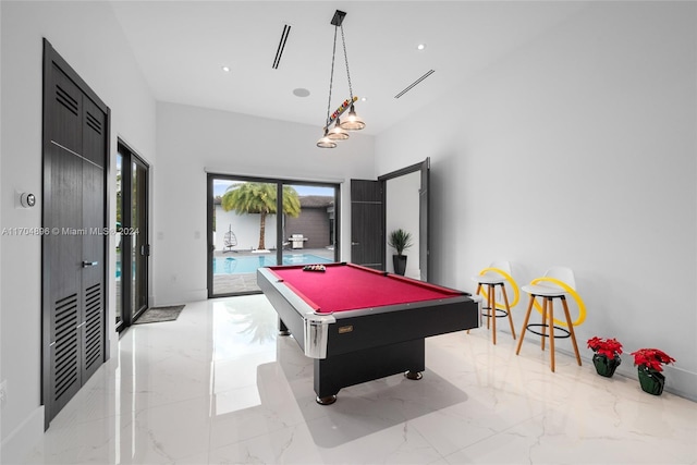 recreation room featuring pool table