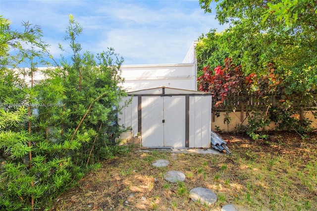 view of shed