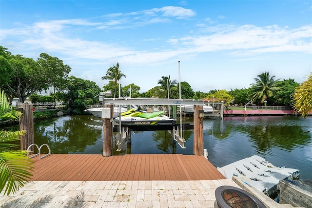 dock area featuring a water view