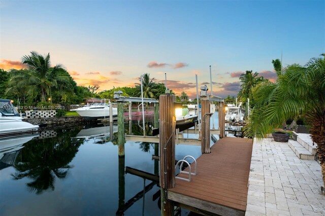 view of dock featuring a water view