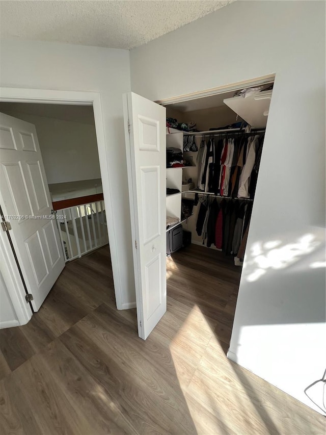 spacious closet featuring dark wood-type flooring