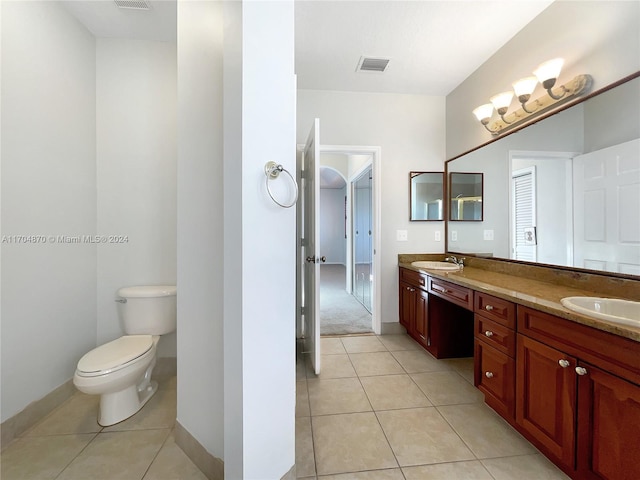 bathroom featuring tile patterned floors, vanity, and toilet