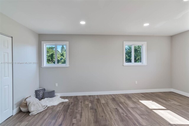 unfurnished room with plenty of natural light and wood-type flooring