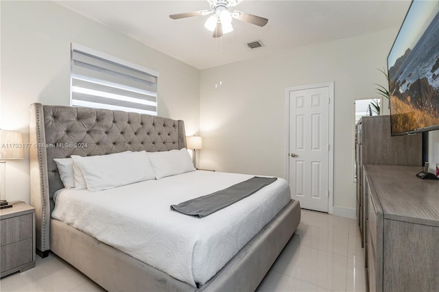 bedroom featuring ceiling fan