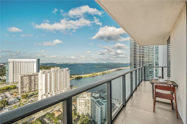 balcony with a water view