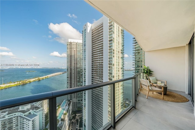 balcony with a water view