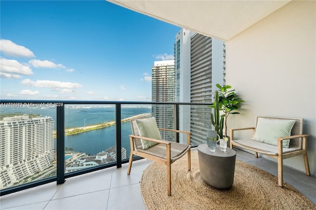 balcony with a water view