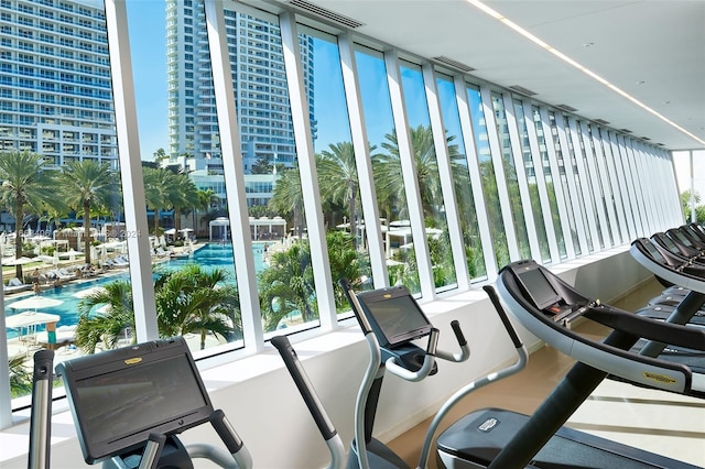 exercise room featuring a healthy amount of sunlight