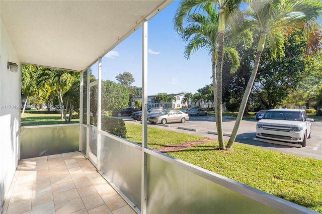 view of unfurnished sunroom