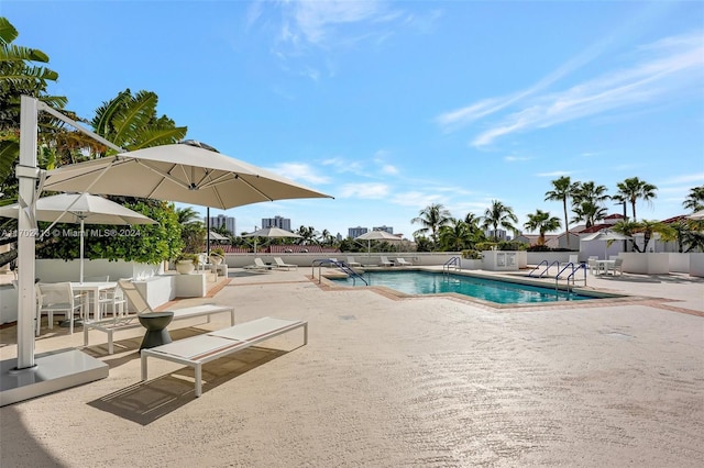 view of pool featuring a patio area