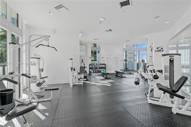 gym with plenty of natural light