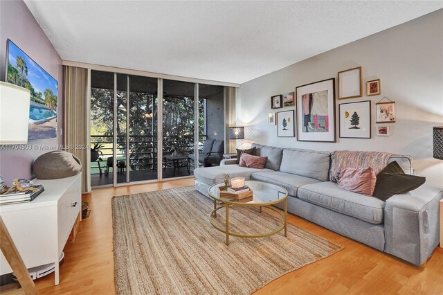 living room with light hardwood / wood-style floors