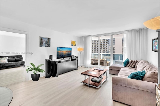 living room featuring light hardwood / wood-style flooring