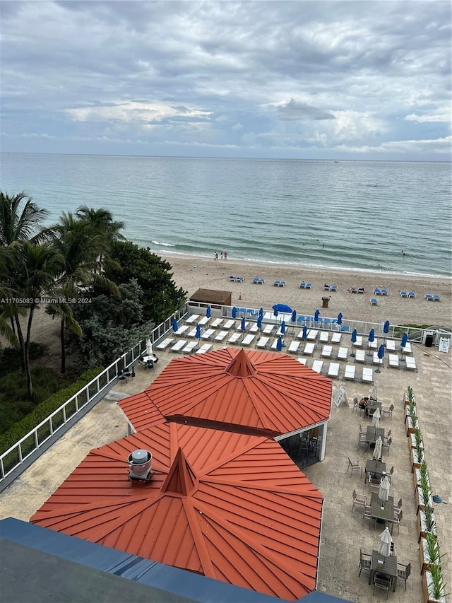 view of water feature with a view of the beach