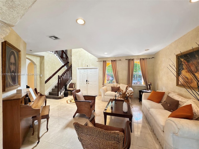 view of tiled living room