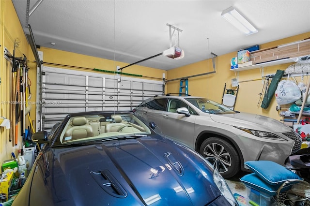 garage with a garage door opener