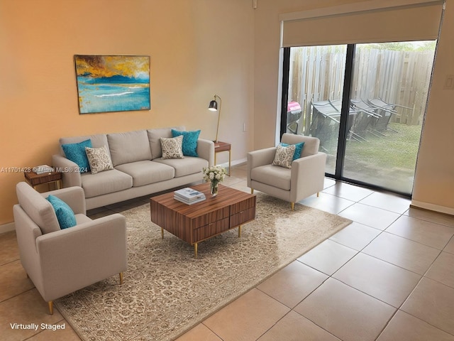 view of tiled living room