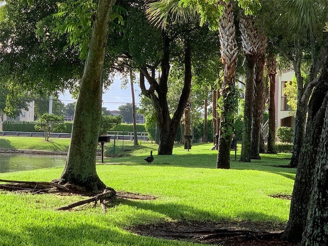 view of property's community featuring a lawn