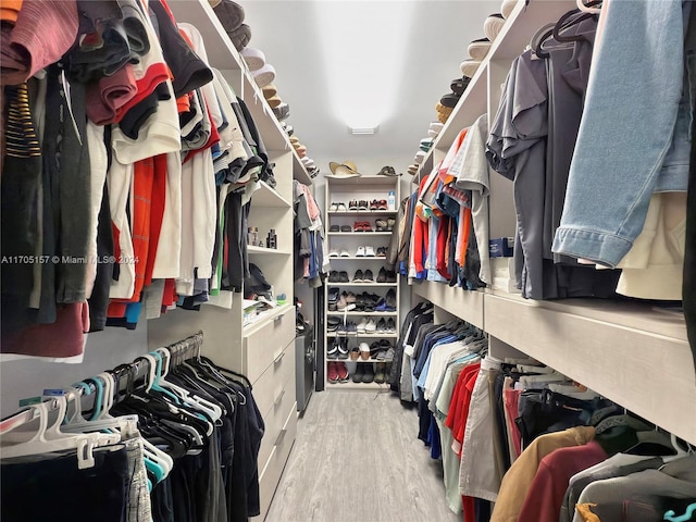 walk in closet featuring wood finished floors