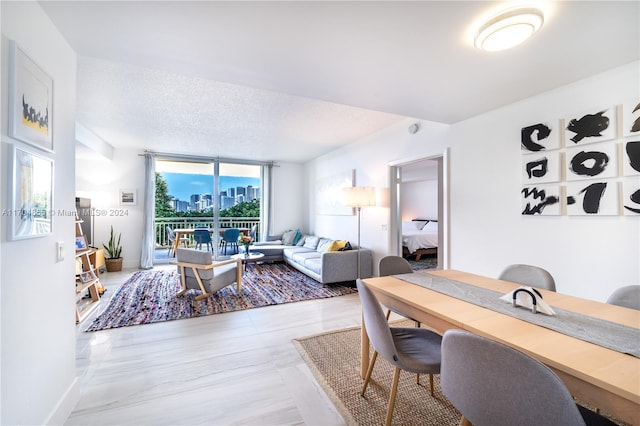 living room with a textured ceiling