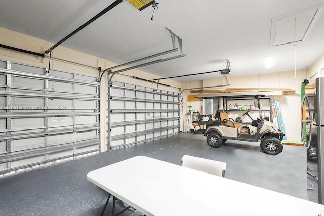 garage with a garage door opener