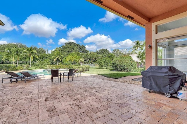 view of patio / terrace with a grill